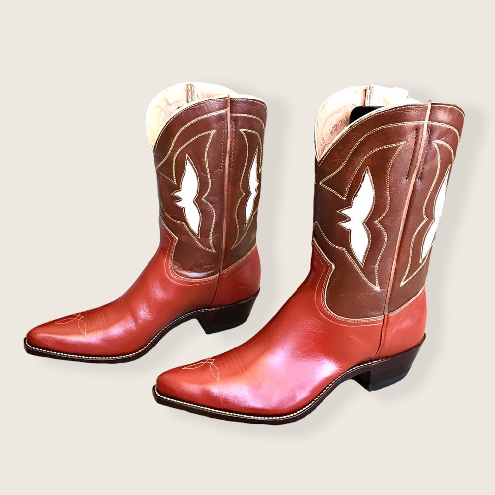 RARE 1950'S Frye Rancher Red/Brown Leather Cowboy Vintage Calf-High Boots - Picture 6 of 16